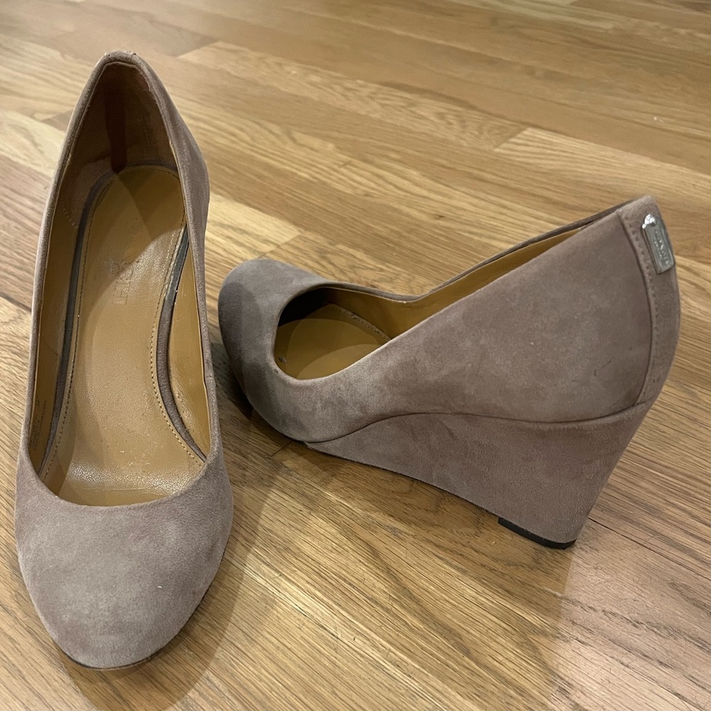 Coach Brown Suede Wedge Heels